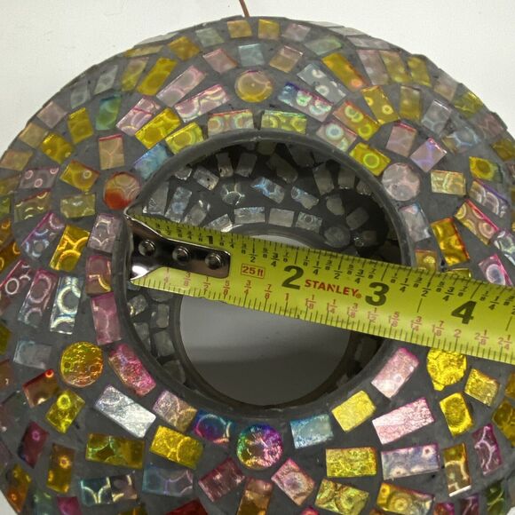 Mosaic Round Hanging Bird Feeder Fly Through Outdoors Pinks Yellow Blues - Picture 5 of 14